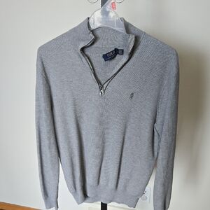 Polo by Ralph Lauren Light Gray Zip-Up Sweater